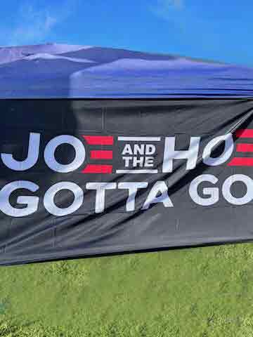 This JOE AND THE HOE GOTTA GO FLAG measures 3' x 5' and is made of durable nylon. One Size. We handle each order with care and ship out promptly.