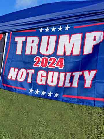 Our popular TRUMP 2024 NOT GUILTY FLAG measures 3' x 5' and is made of durable nylon. One Size. We handle each order with care and ship out promptly.