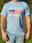 Make two statements in one with this "Jesus Is My Savior, Trump Is My President" short-sleeve t-shirt.  Available in Navy Blue, Light Blue, and Heather Grey. 100% cotton. Size M-XXXXL. 