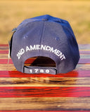 This Protect the 2nd Amendment Patch Hat is available in Navy Blue with adjustable back strap. Back strap is embroidered with "2nd Amendment 1789". 