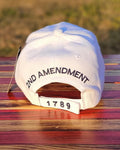 Proudly show your support for the Second Amendment wearing this 2A 1791 Hat with American Flag design and "2nd Amendment 1789" embroidered on the bill. Available in Red and White. The hat also has 2nd Amendment 1789 embroidered on the back.