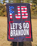 This  FJB Let's Go Brandon Vertical Flag measures 3' x 5' and is made of durable nylon. Available in Black. One Size.