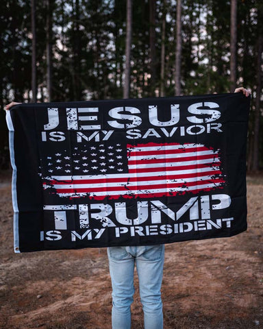 Jesus is My Savior, Trump is My President double-sided flag. $25