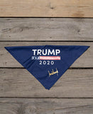Trump 2020 Signature handkerchiefs are adorned with President Donald J. Trump's official signature. shown in navy blue.