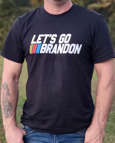 Support the 'Let's Go Brandon' movement in style with this short-sleeve T-Shirt. Available in Black. Size S-XXXXL. #FJB #LGB 