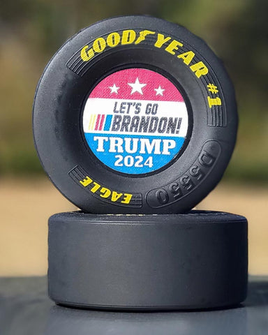 Check out our latest collectible, Let's Go Brandon Mini NASCAR Tire. Measures 3.75" x 1.5" and available in two styles:  Let's Go Brandon Trump 2024, Let's Go Brandon Fuck Joe Biden