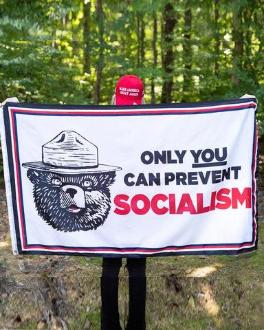 This Only You Can Prevent Socialism Flag measures 3' x 5' and is made of durable nylon.  We offer fast shipping and handle each order with care. 