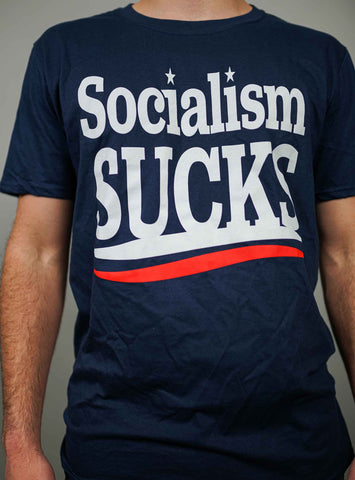Socialism Sucks T Shirt available in Navy Blue.  Size M-XXXXL. 