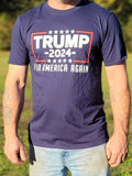 Wear it loudly and proudly... our "Trump 2024 Fix America Again" T Shirt. Available in Light Blue and Navy Blue. 100% cotton. Size M-XXXXL. 