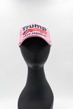 This Trump 2024 Save America Hat is adorned with American Flag stitched onto the bill and embellished with Donald J. Trump signature, along with his name stitched on the back. PINK