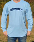 Simply state it wearing our UNWOKE long-sleeve, crew-neck T-Shirt. Available in Light Blue with navy blue messaging. Size M-XXXXL. 