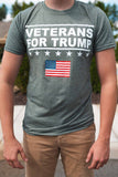 A classic Veterans For Trump American Flag T-Shirt. Available in Army Green (long-sleeve) and Heather Grey/Green (short-sleeve). Size M-XXXXL.